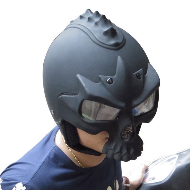 cool black skull bone motorcycle helmets
