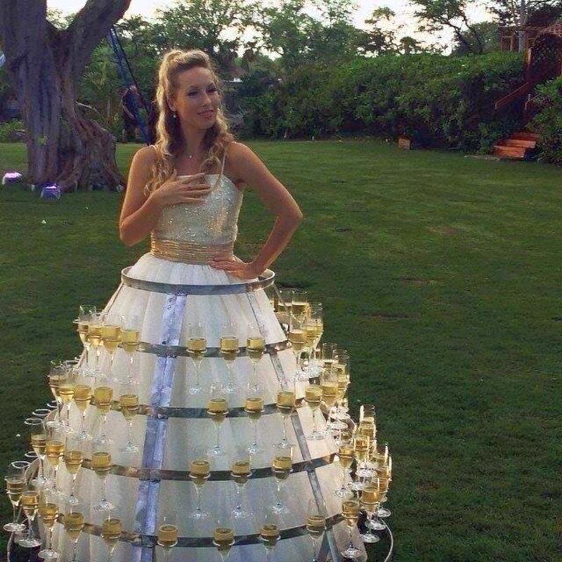 funny wedding dress wineglass