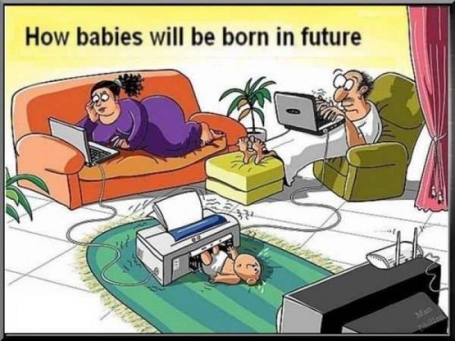 funny cartoon baby born in future