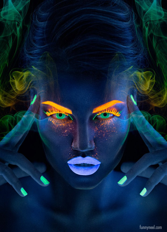 body painting neon glow night photo by opusluxuria
