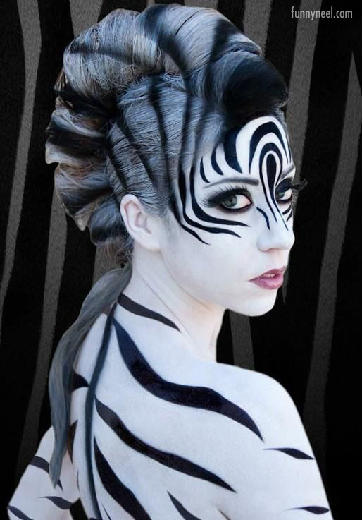 inspired body painting zebra
