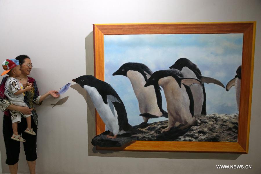 funny paintings 3d penguin