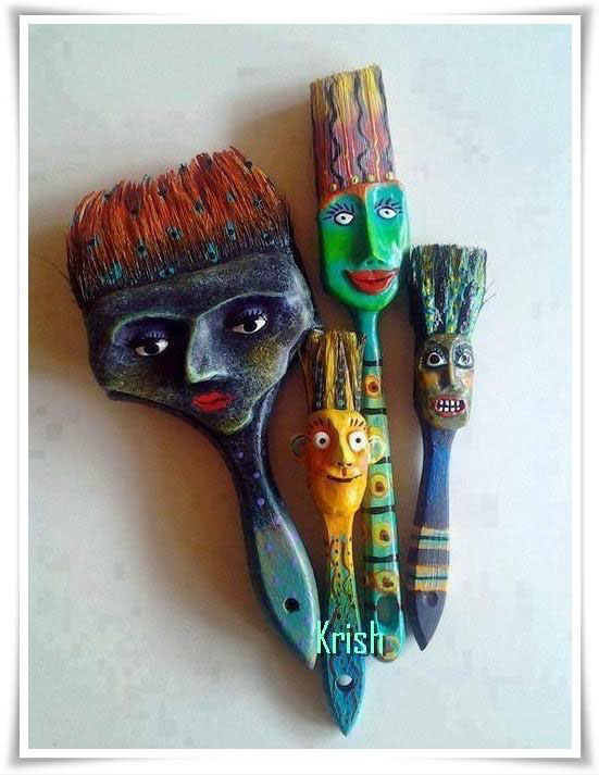 funny sculpture brush family
