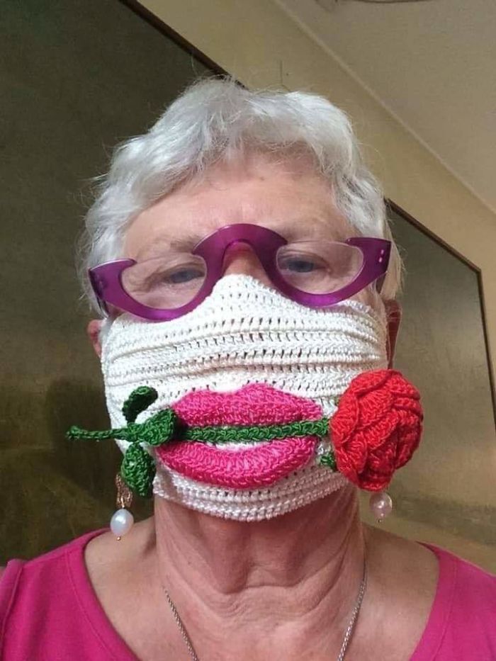funny people propsal knitted mask rose