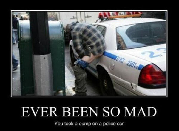 funny drunk man dump on police car