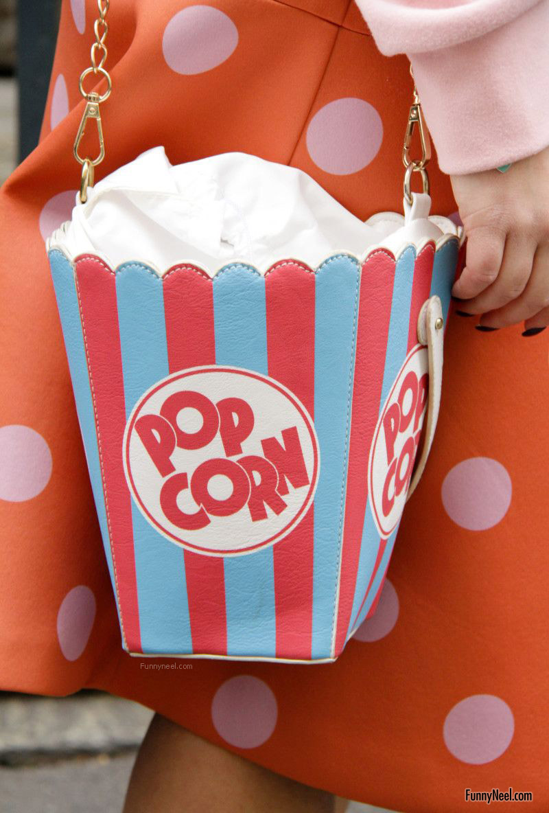 funny handbag ladies crazy popcorn cover