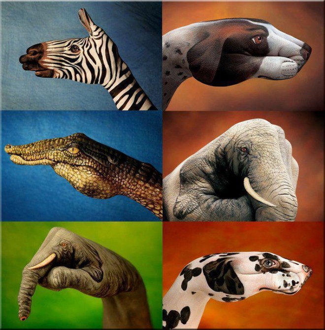 paintings on hand to get animals shape