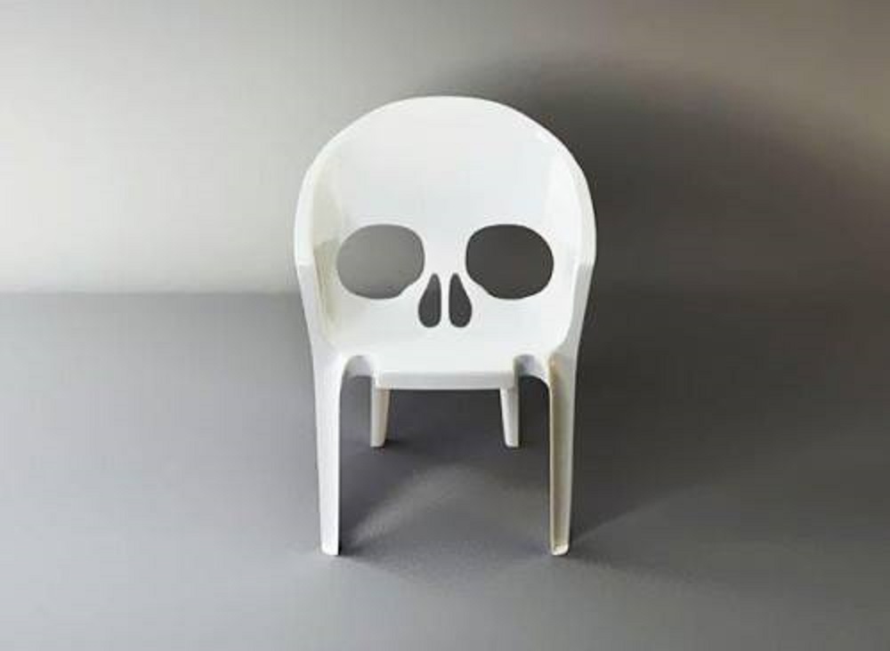 creative chair skull art idea