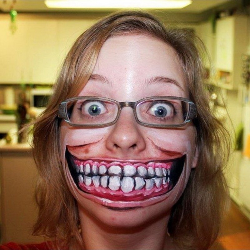 funny big mouth face painting