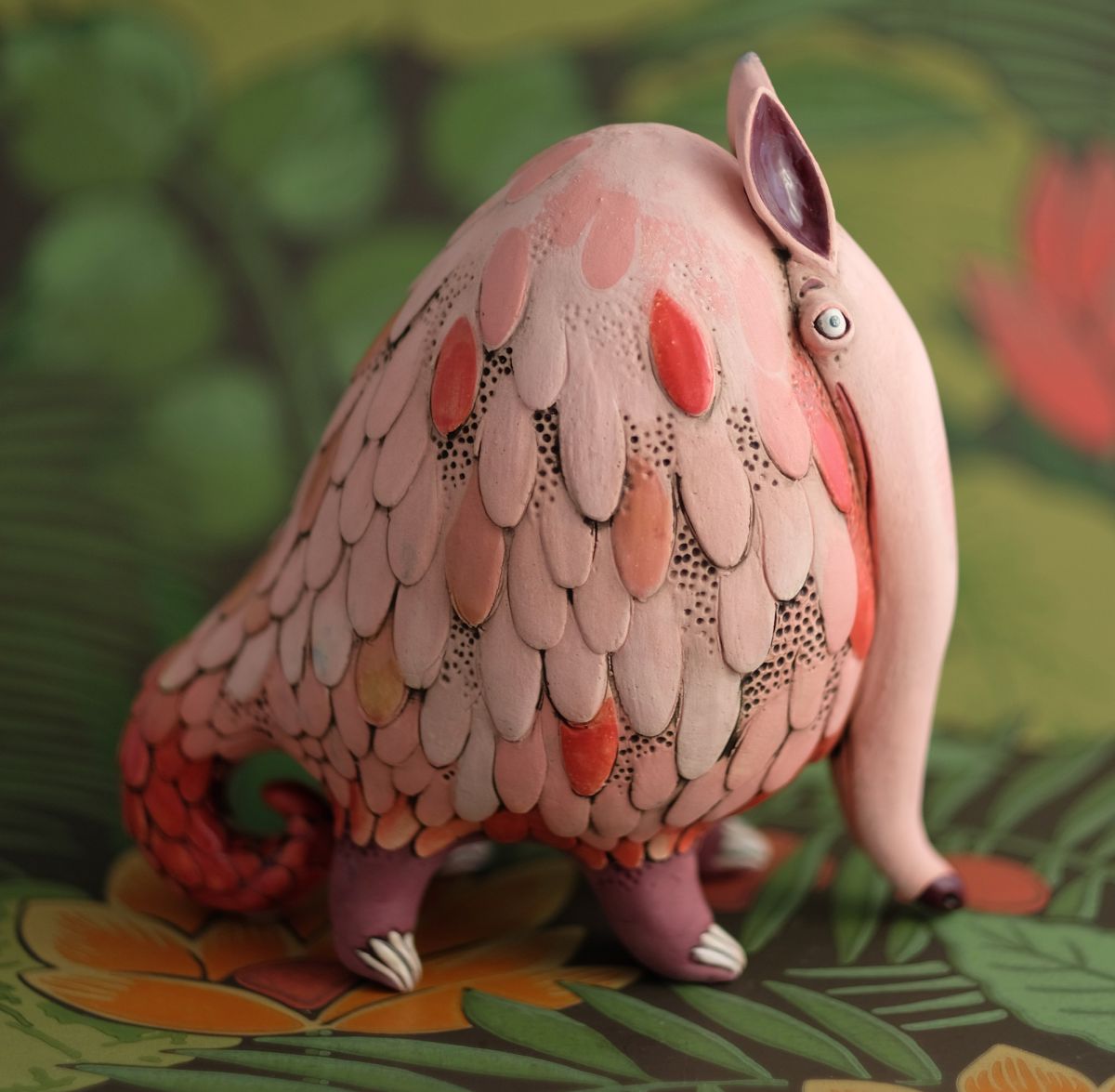 creative ceramic animal sculpture pangolin nastia calaca