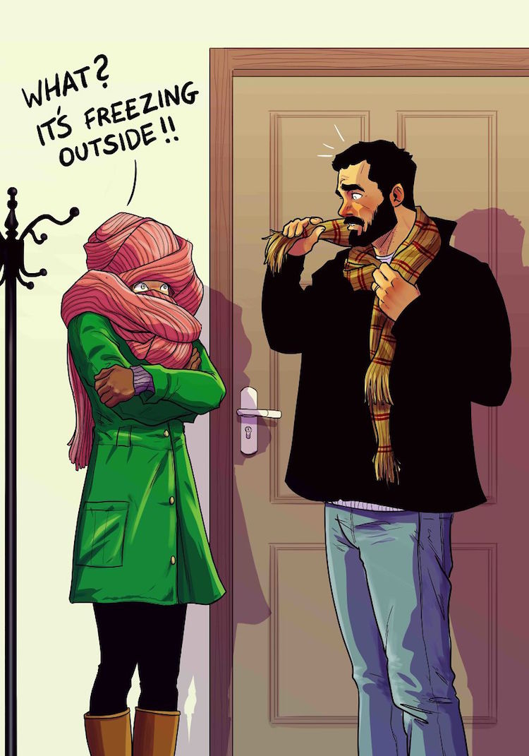 comic illustration couple relationship husband wife yehuda devir
