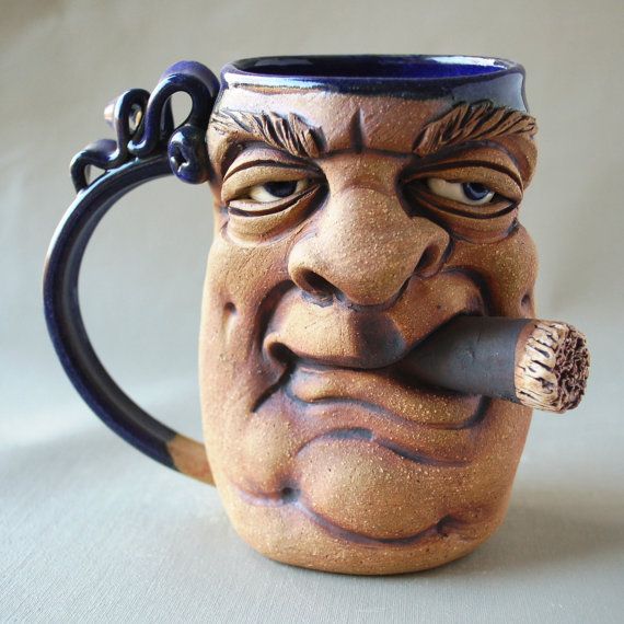 funny mug design cigar face