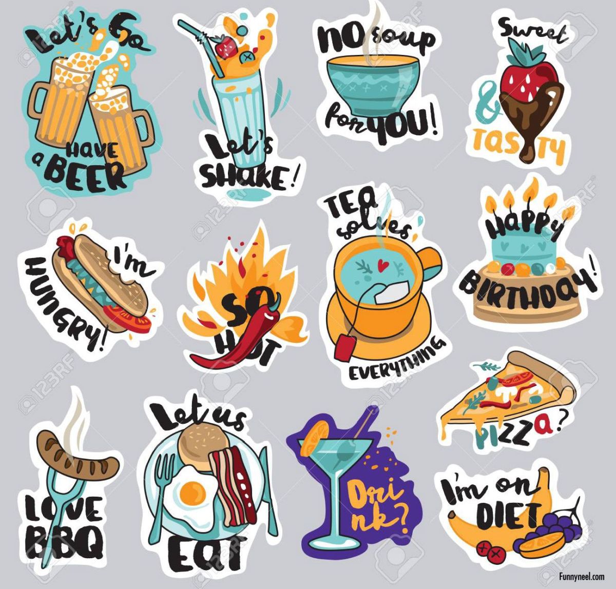 funny stickers food drinks