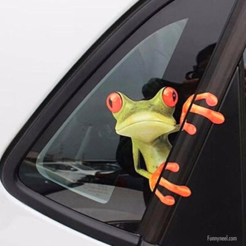 funny stickers frog peek