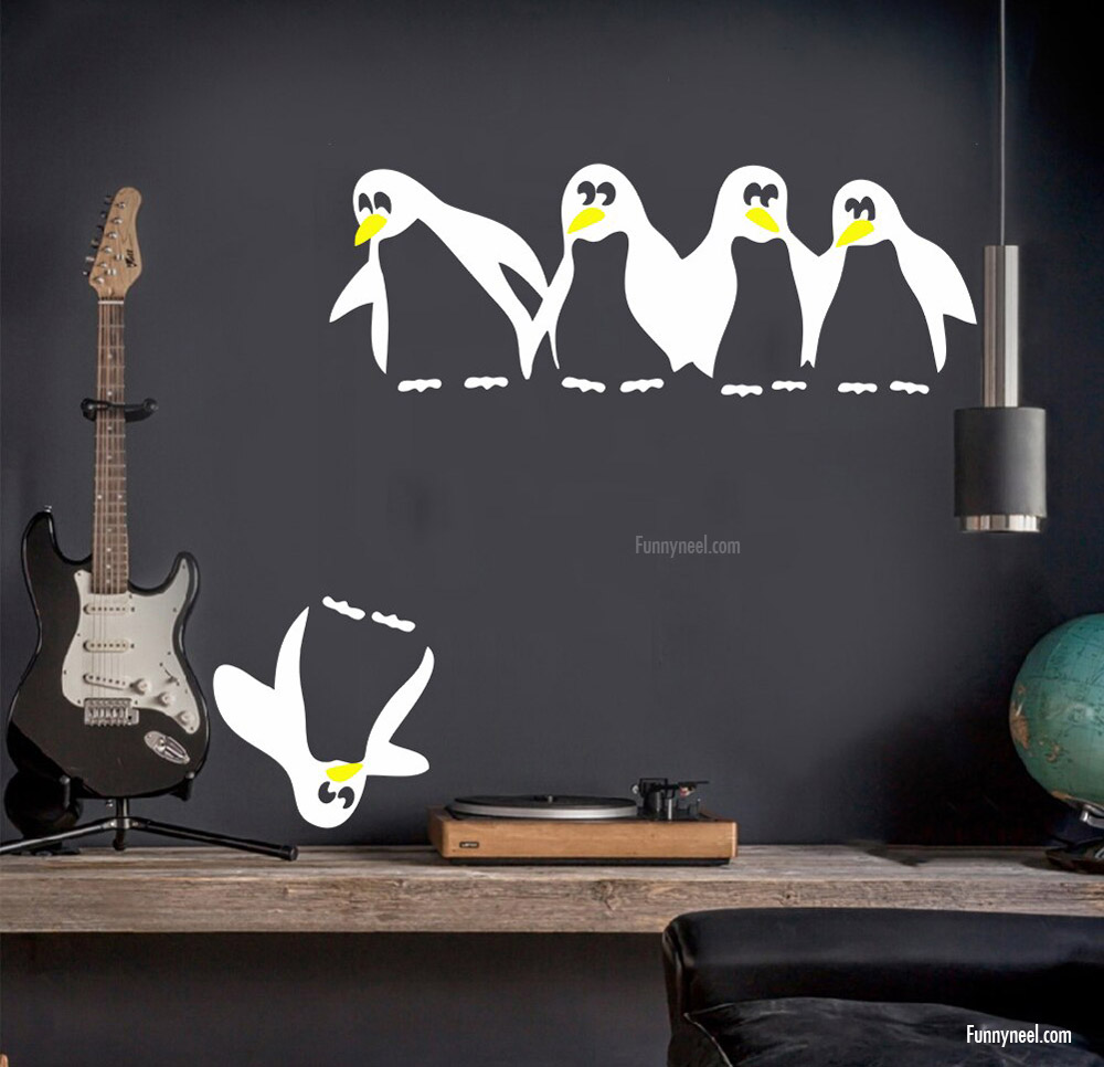 funny stickers penguin drop