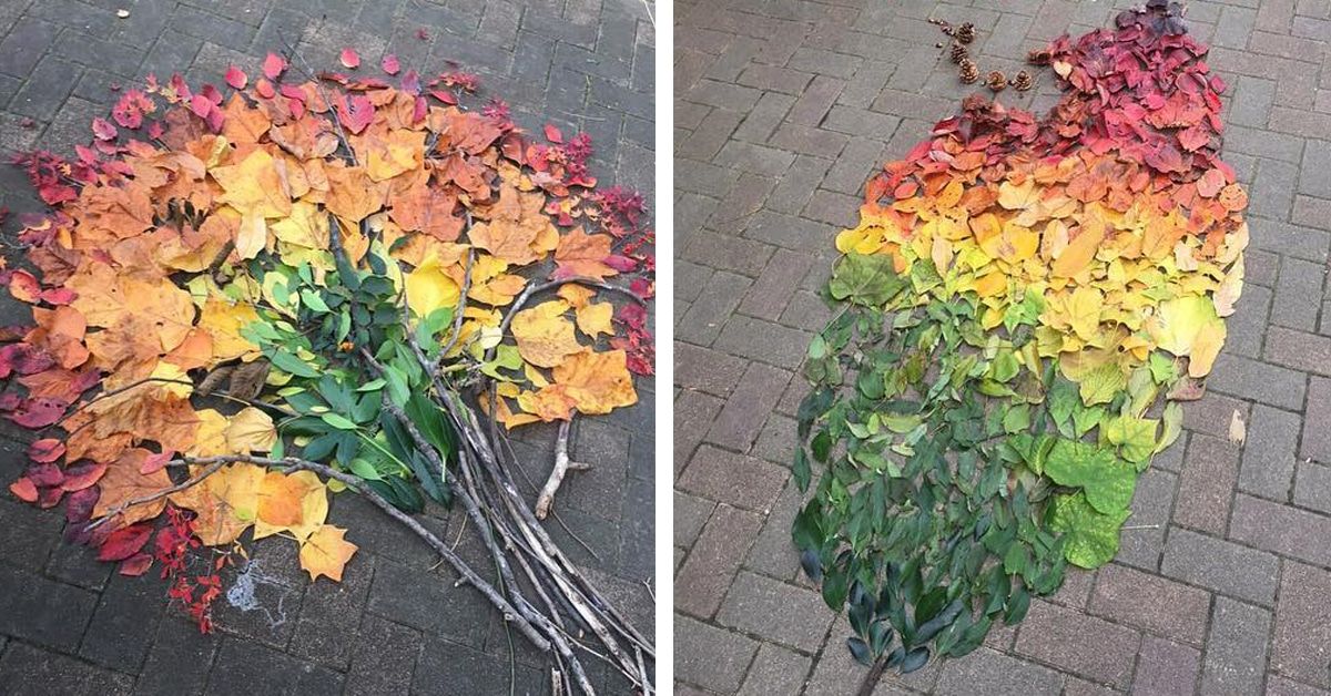 beautiful fallen leaf art japan