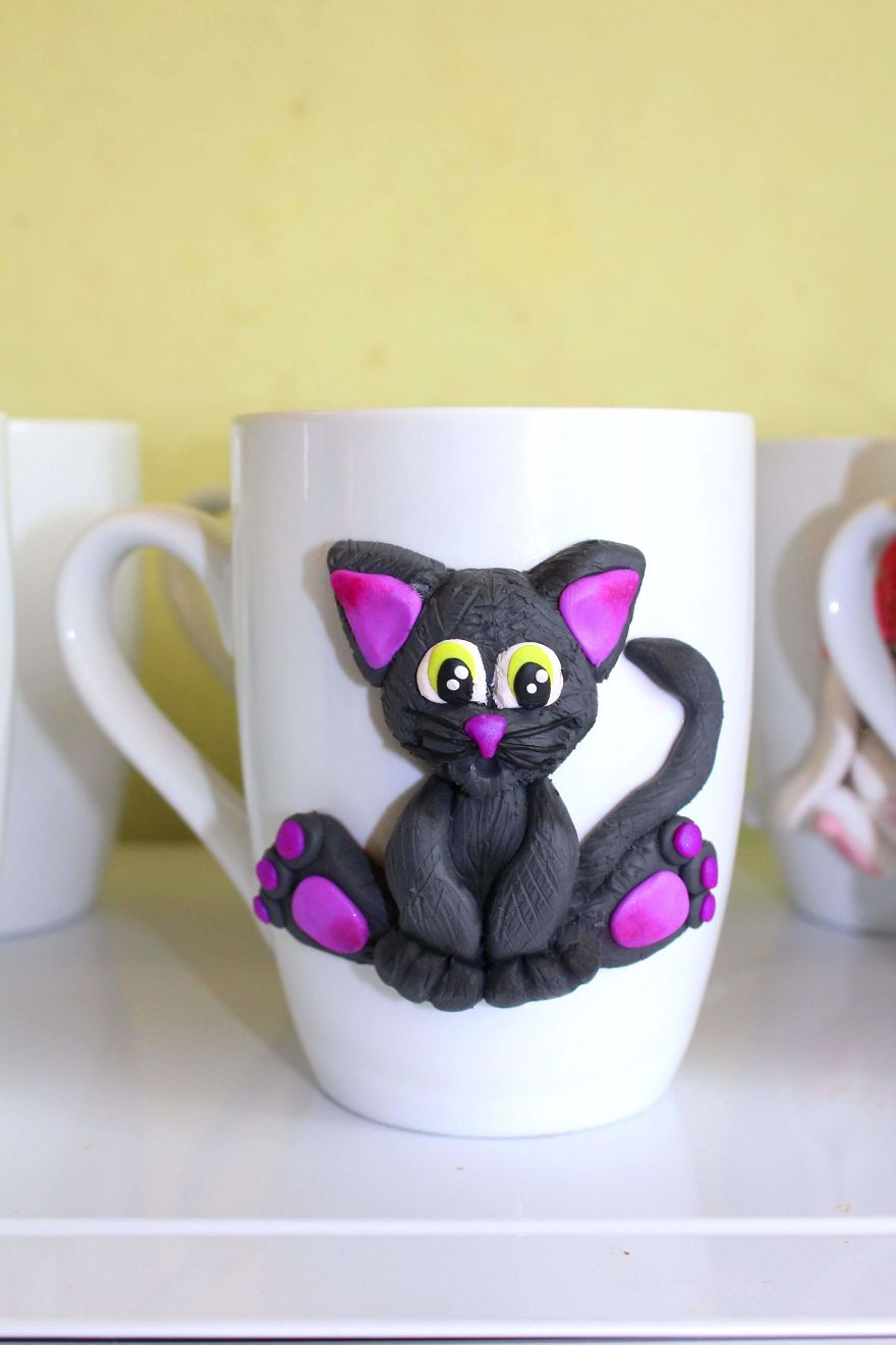 beautiful polymer clay decorated coffee mug milena