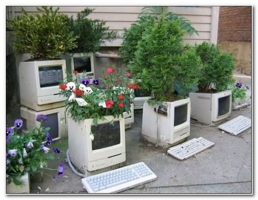 funny computer monitor flower pots image