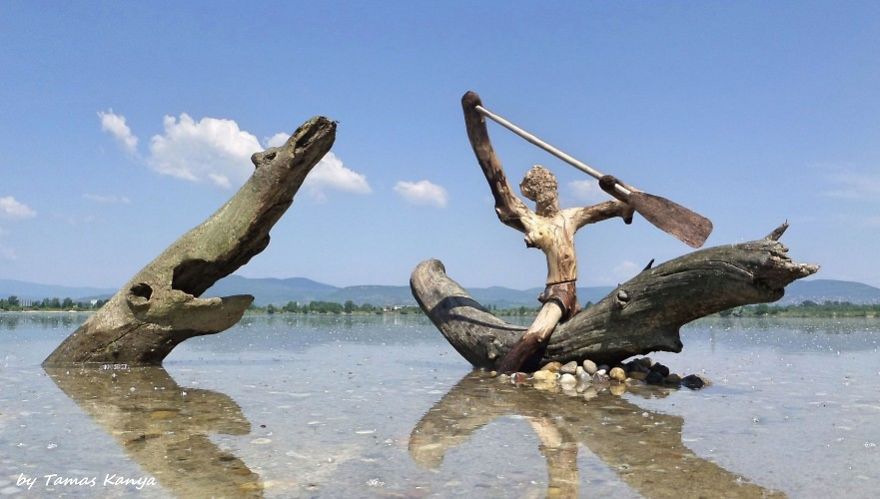 funny driftwood sculpture tamas kanya
