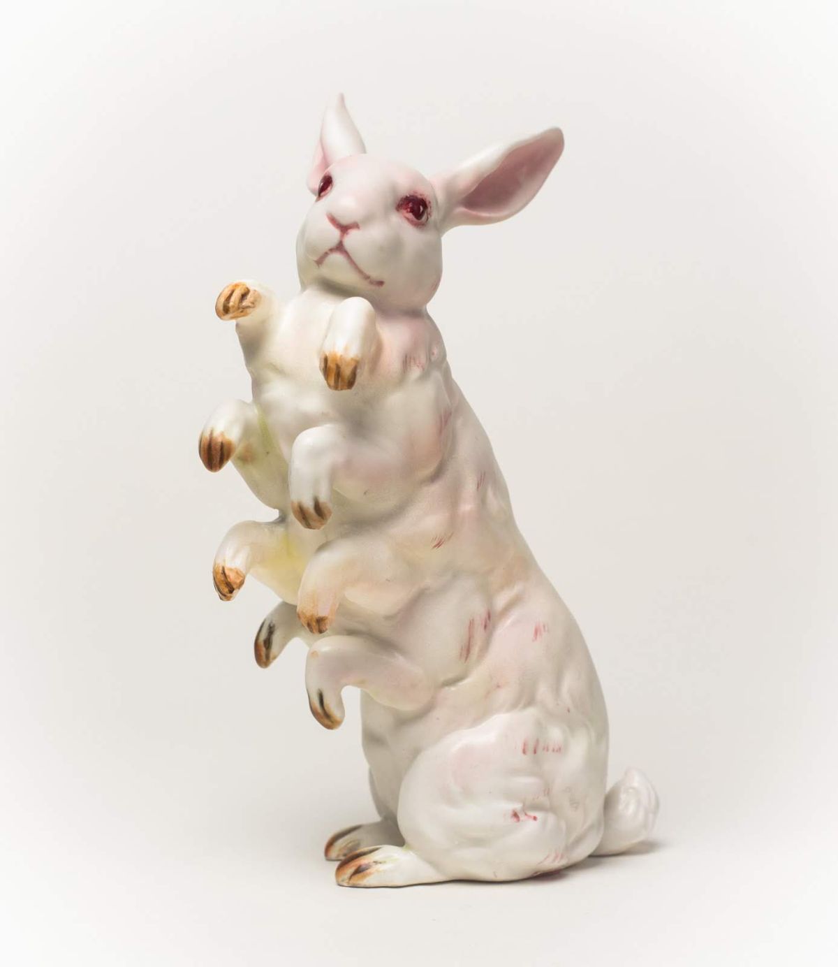 ceramic animal sculpture white rabbit debra broz